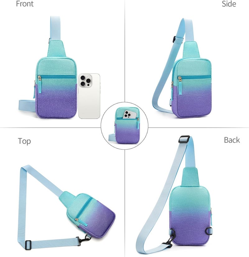 cotmcor Store Valentines Day Gifts for Kids: Fanny Pack Birthday Gift for 8 9 10 11 12 Year Old Teen Girls Trendy Stuff, Preppy Colorblock Crossbody Bag Adjustable Sling Belt Bags Purse for Travel Outdoor - Image 5